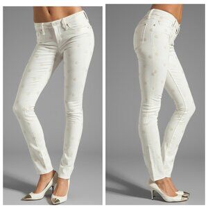 NWT Marc by Marc Jacobs Jeans  White Beige Polka Dots Lou Skinny